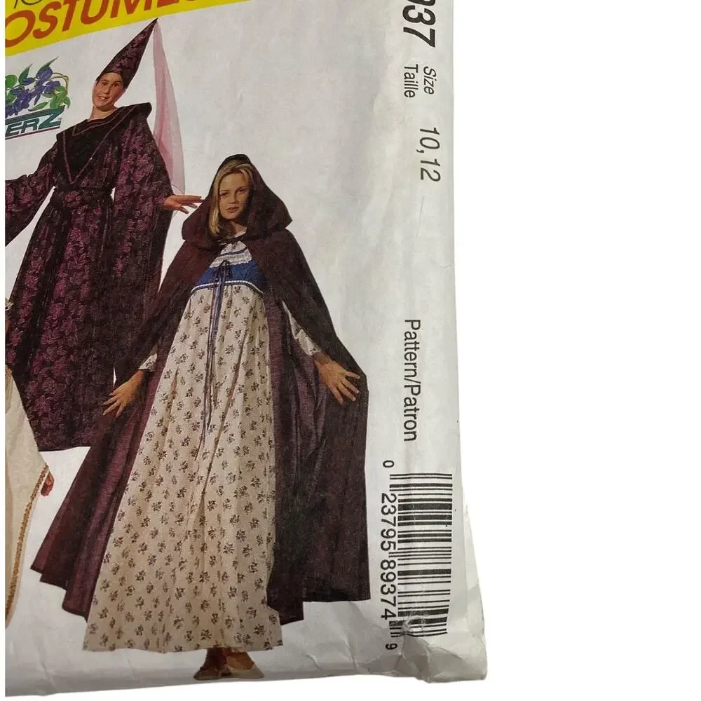 McCall's Medieval Costume 8937 Wizard Dress Gown Girls Size 10 12 Zooterz UNCUT